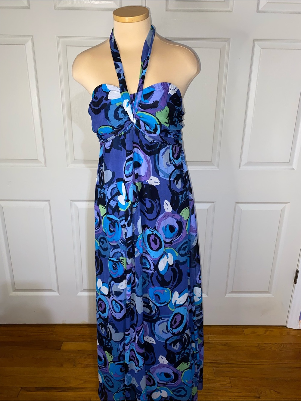 Xhilaration Blue & Purple Strapless Maxi Dress